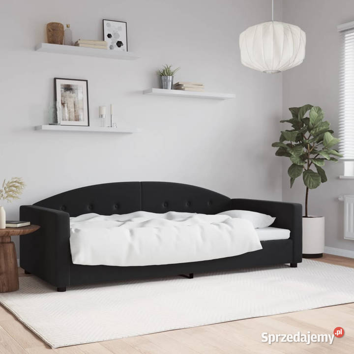 Sofa z funkcją spania czarna obita aksamitem Warszawa