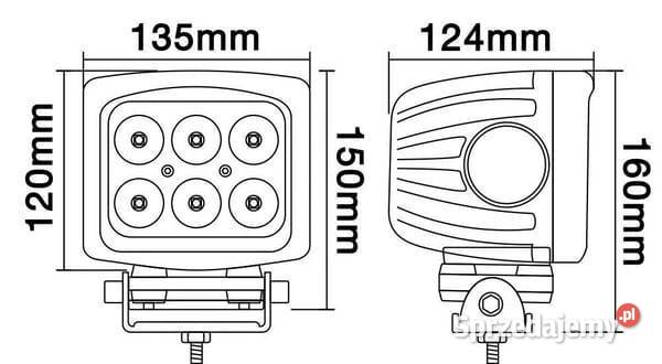 Lampa robocza LED kwadratowa 60W 5400 lm 1030V małopolskie Kamionna
