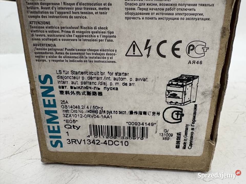 Siemens 3RV13424DC10 Wyłącznik silnikowy 25A Pozostałe Warszawa
