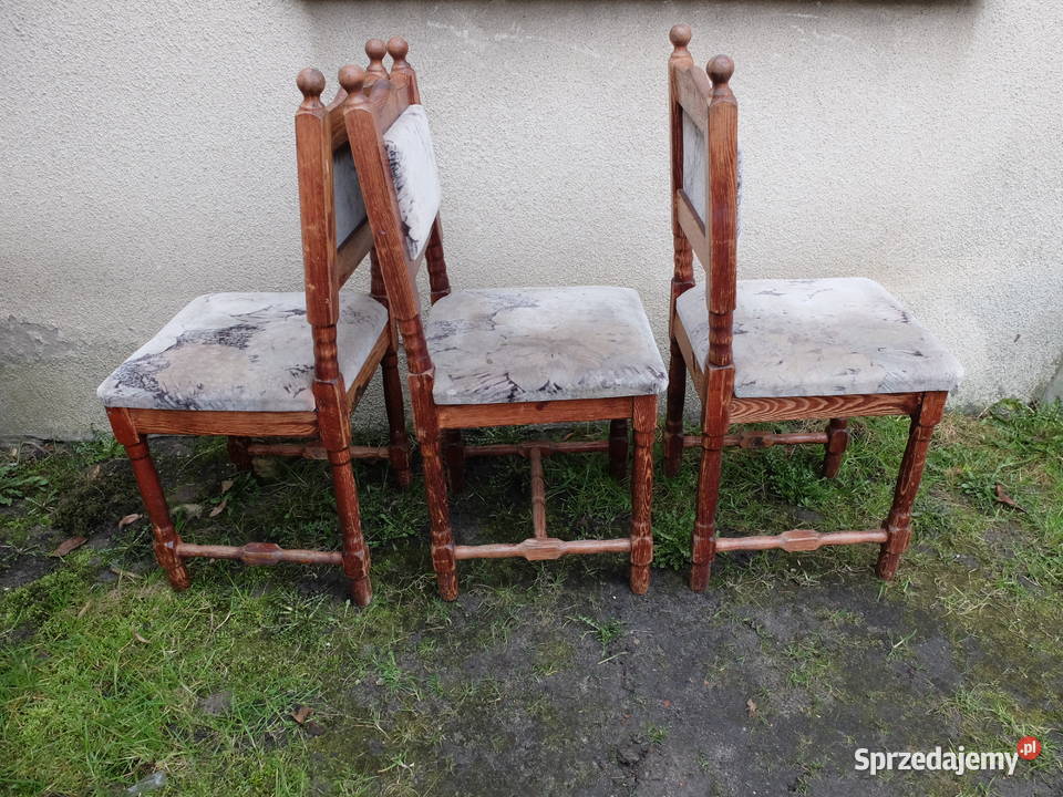 Drewniane krzesła 3 sztuki w komplecie 625 40cm Kościan sprzedam