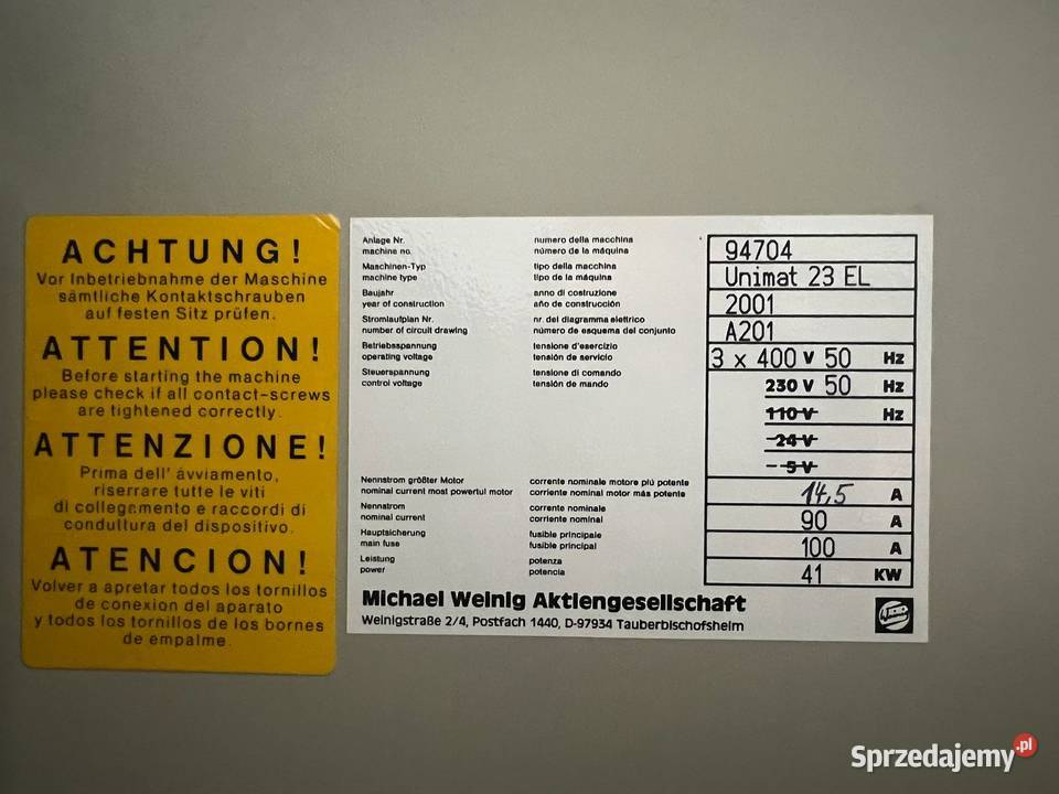 Strugarka czterostronna Weinig Unimat 23EL małopolskie Juszczyn