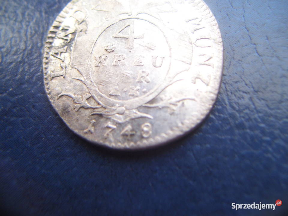 Stare monety 4 krajcary 1748 Hesja Niemcy srebro Numizmatyka Lesko