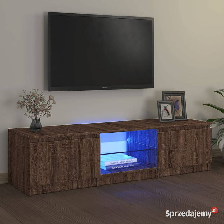 Szafka pod TV z LED brązowy dąb 140 x 40 x 355 Warszawa