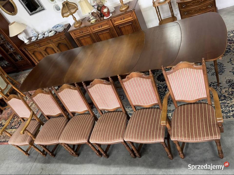 Duży rozkładany stół drewniany z 4 wkładkami i Ełk