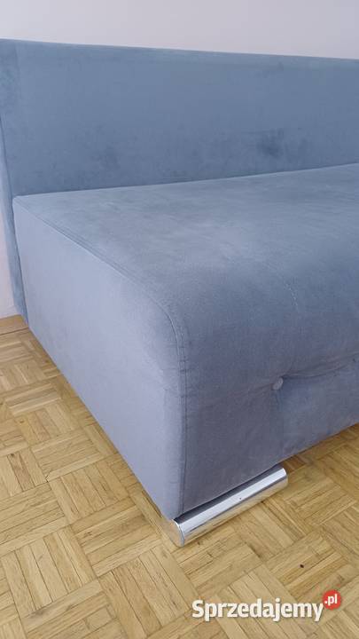 Nowoczesna szara sofa rozkładana welur na Warszawa