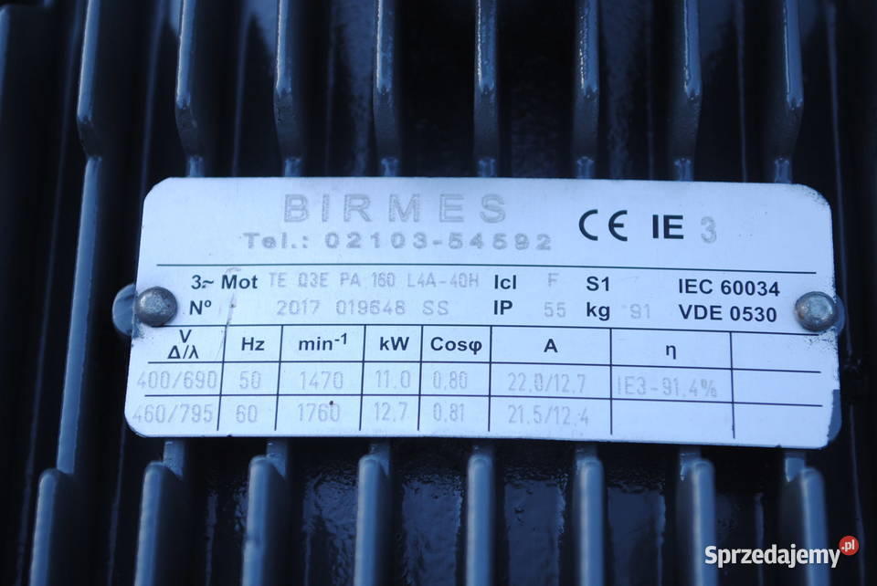Silnik elektryczny 11kw 1470obrmin BIRMES lubuskie Kargowa