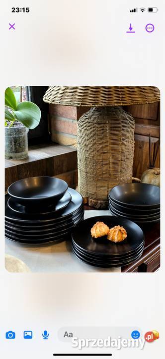 169 Zestaw obiadowy 18 elementów czarny szary sprzedam