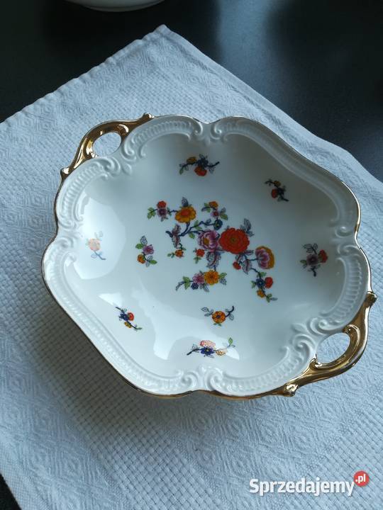 porcelanowa patera bogato zdobiona malatura sprzedam