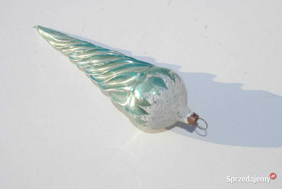 Stara ozdoba choinkowa bombka sopel zielono Antyki, Sztuka, Kolekcje śląskie Cieszyn