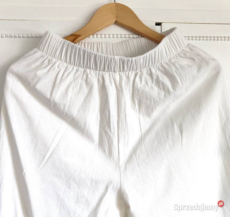 Białe spodnie bawełniane M 38 boho bohemian Szczecin