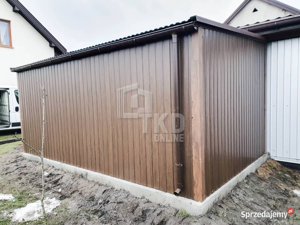 Garaż Blaszany 35x5 Brama uchyln drewnopodobny Miastko