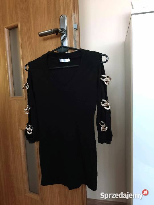 wysyłka GENIALNA bluzka damska czarna klamerki Łapy