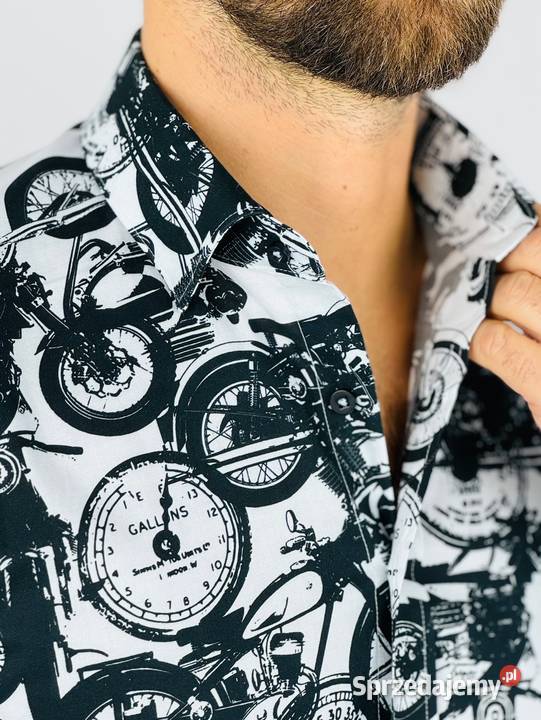 GIOVANNI PERA Koszula męska K011 Biała czarna Ostrów Wielkopolski