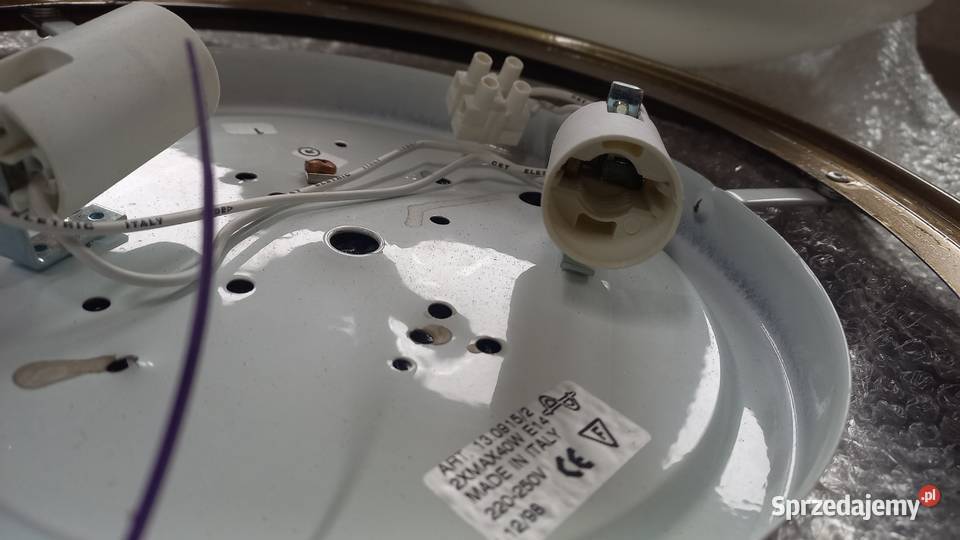 Plafon mosiężny ze szklanym kloszem Lampa Gawroniec