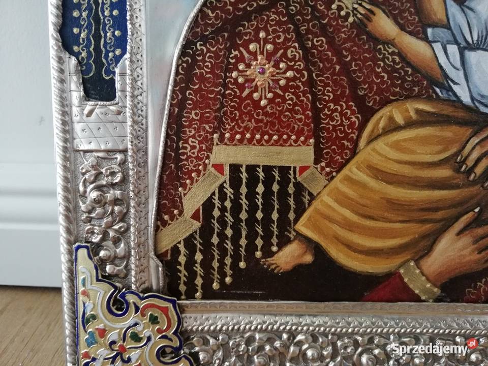Piękna ikona Matka Boska Błogosławiona Malarstwo Łódź sprzedam