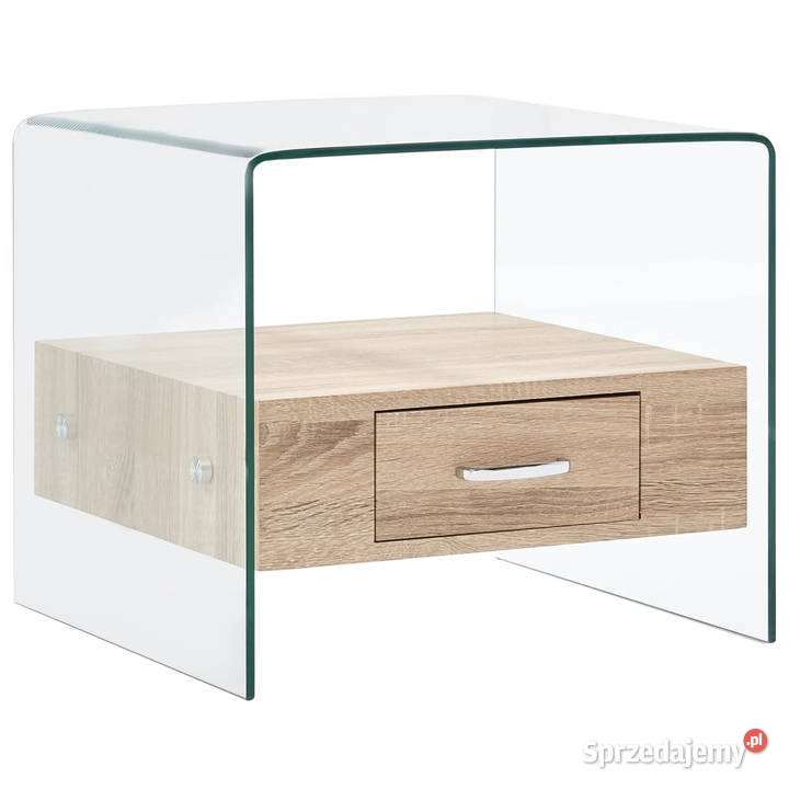 Stolik kawowy z szufladą 50 x 50 x 45 szkło mazowieckie
