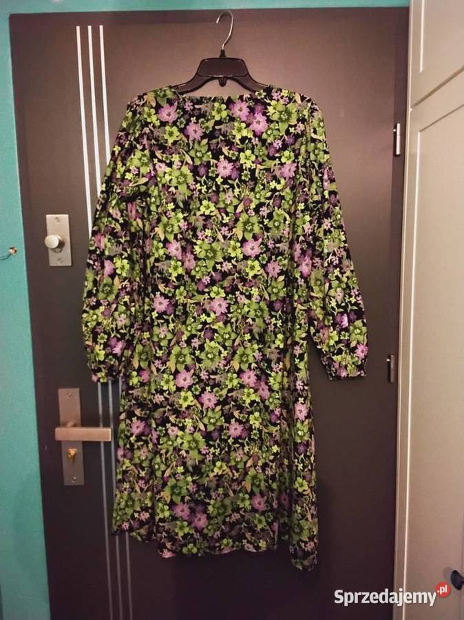 Coop sukienka modny wzór kwiaty kwiecista brązowy/beżowy