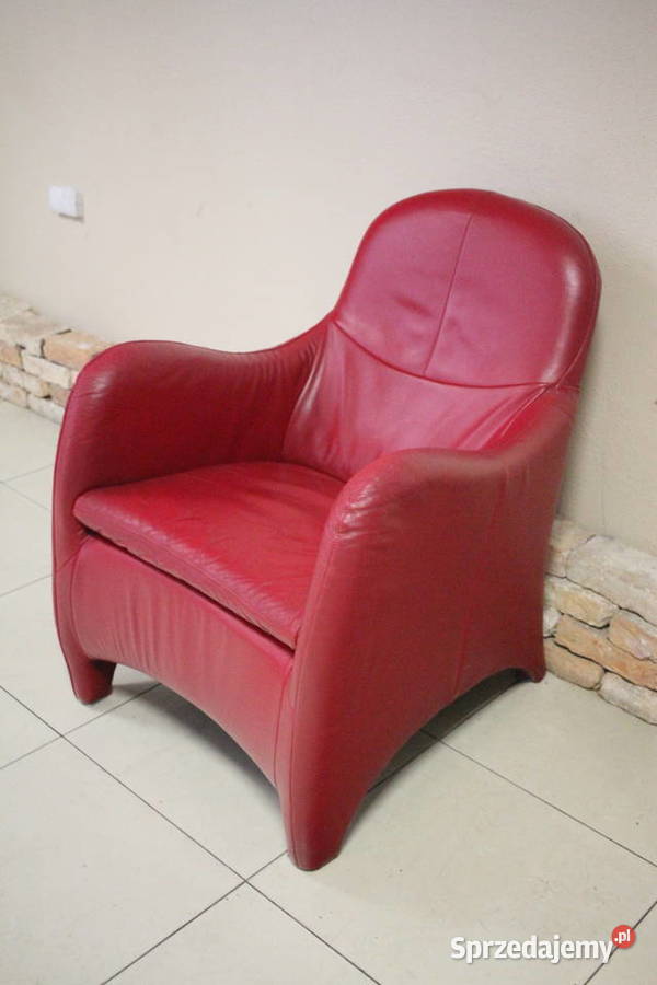 Fotel CZERWONA GRUBA skóra śląskie Pszczyna