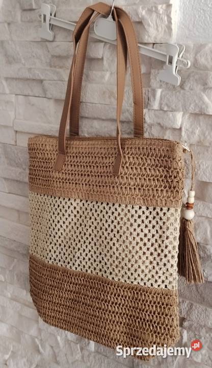 Torba plażowa beżowa cappuccino 30 szer38 wys Sośnie