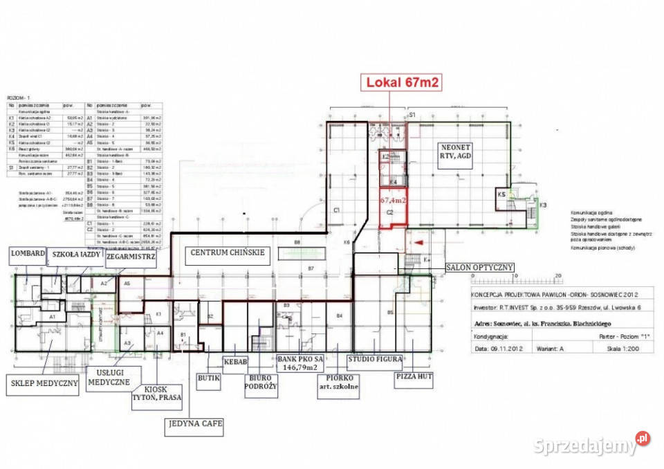 Wynajmę lokal ok 67m2 na parterze w Sosnowiec 67m2