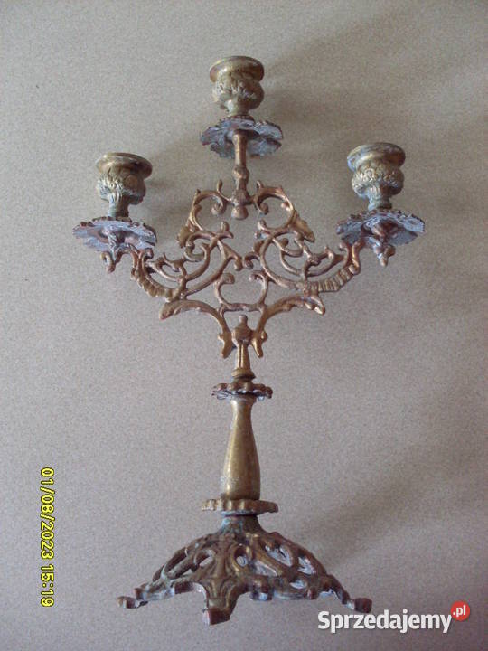 Świecznik mosiężny trójramienny Poznań