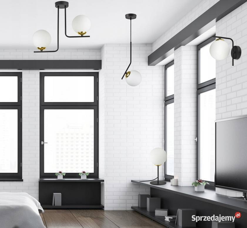 LAMPKA NOCNA STOŁOWA Czarna ZŁOTA KULA MLECZNA sprzedam