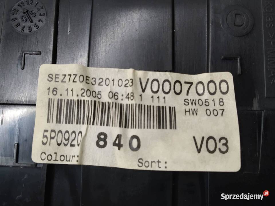 LICZNIK EU 5P0920840 16 MPI 8V 102 Seat Altea I
