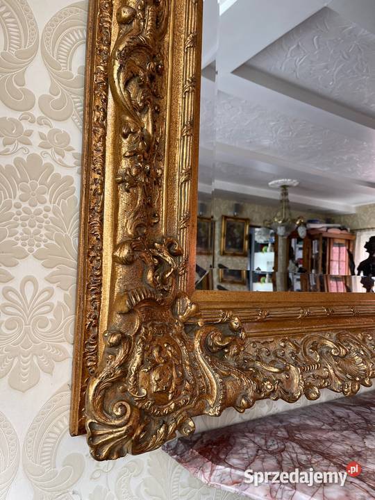 Stare wielkie kryształowe lustro na drewnie dolnośląskie Bystrzyca Kłodzka sprzedam