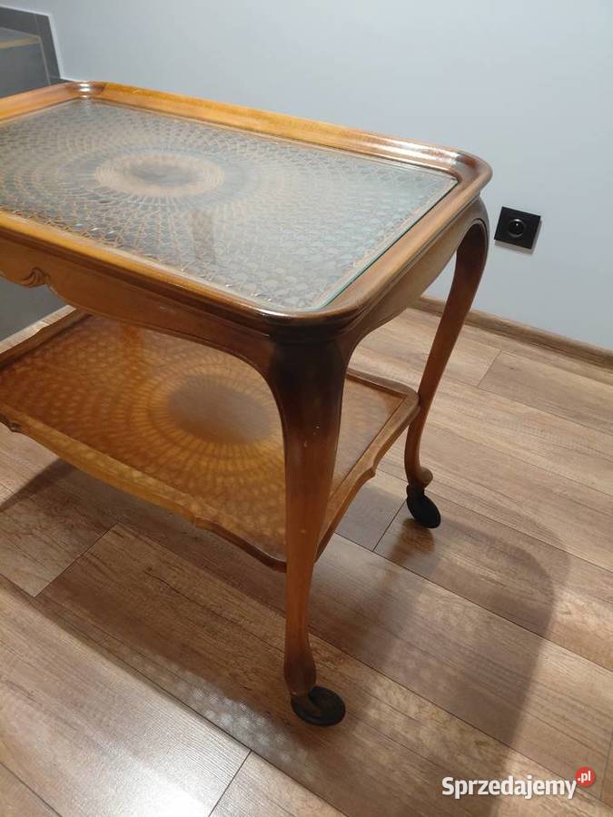 STOLIK BAREK W STYLU CHIPPENDALE blat rafia 234 Byczyna
