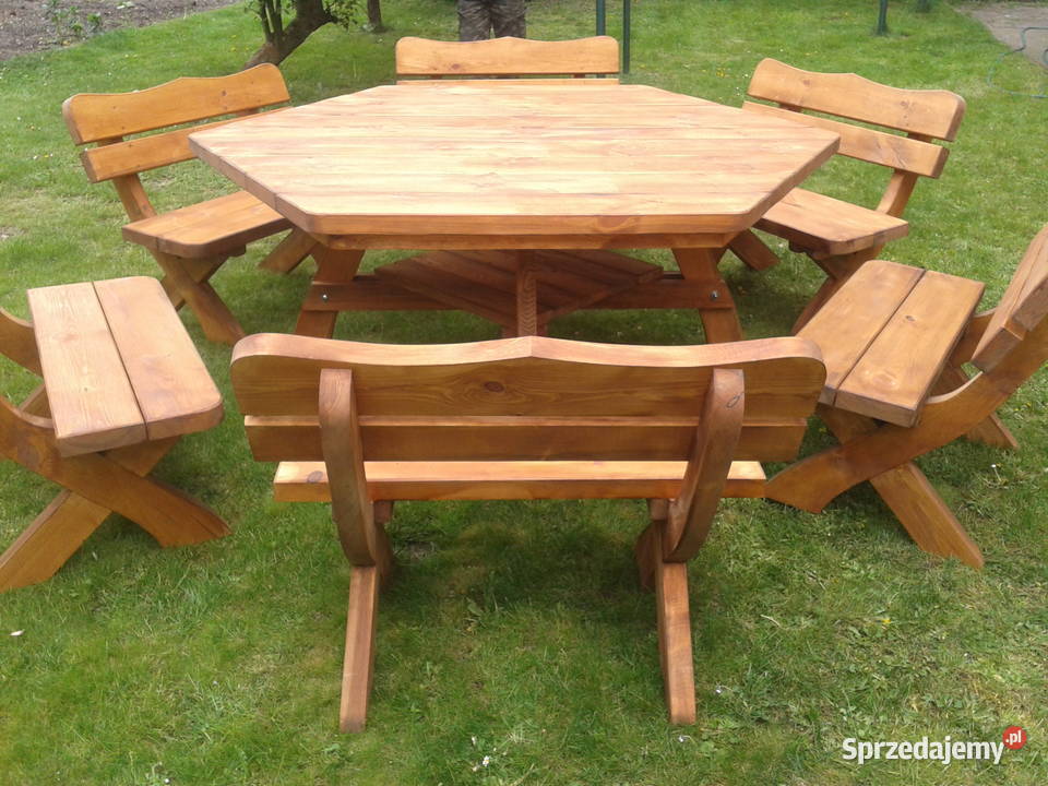 Komplet ławy sześciokątny duży