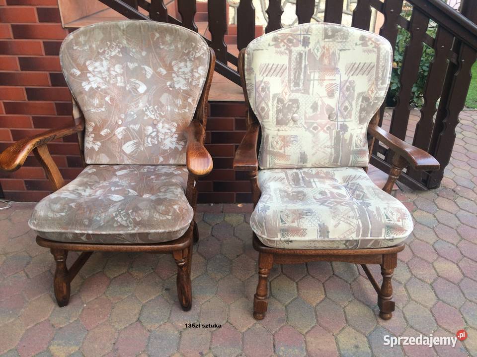 Fotele na dębowym stelażumeble holenderskie wielkopolskie Ślesin