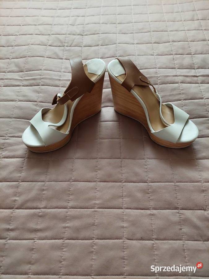 Sandały na koturnie SKÓRZANE Sandały i klapki Gorzów Wielkopolski