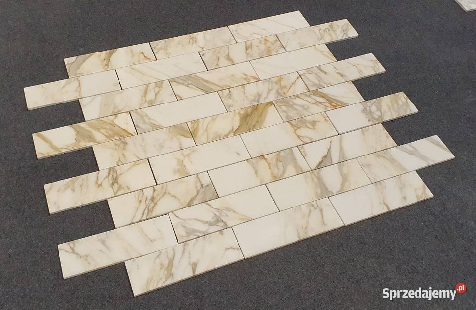 Mozaika Bianco Calacatta Gold Cegiełka poler Bielawa