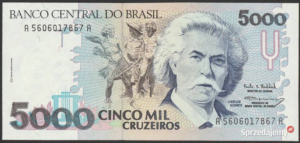 BRAZYLIA 5000 cruzeiros 1993 STAN BANKOWY UN Łódź