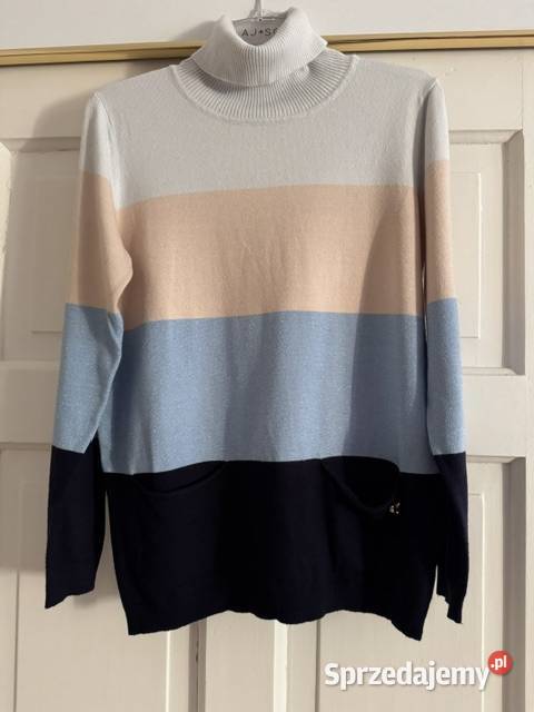 Sweter damski w pasy LXL z golfem kolorowy golf Częstochowa