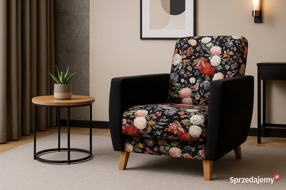 Fotel Tradycyjny Uszak Patchwork Stylowy Wygodny Kazimierz Biskupi