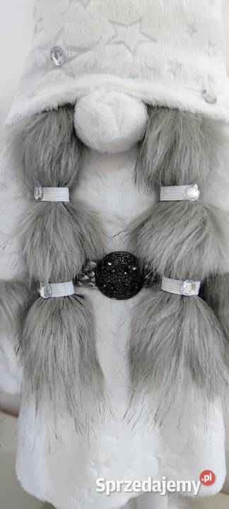 Skrzaty świąteczne para srebrny biały Glamour