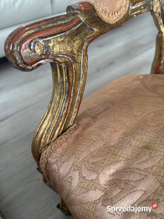 Fotel fotelik małej księżniczki antyk drewniany dolnośląskie Bystrzyca Kłodzka