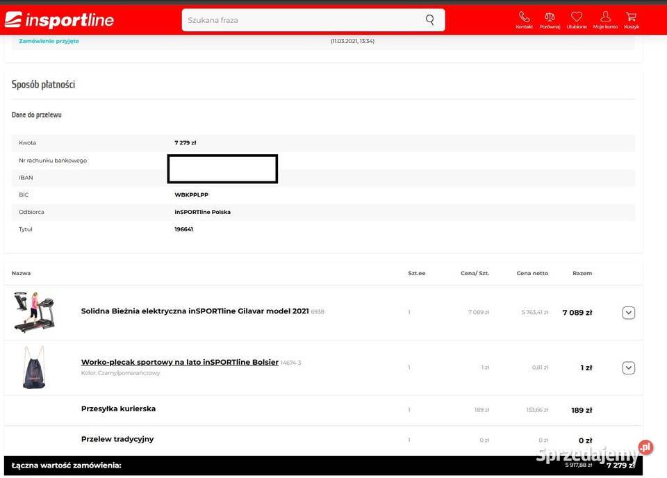 Bieżnia inSPORTline Gilavar używana pas do Busko-Zdrój