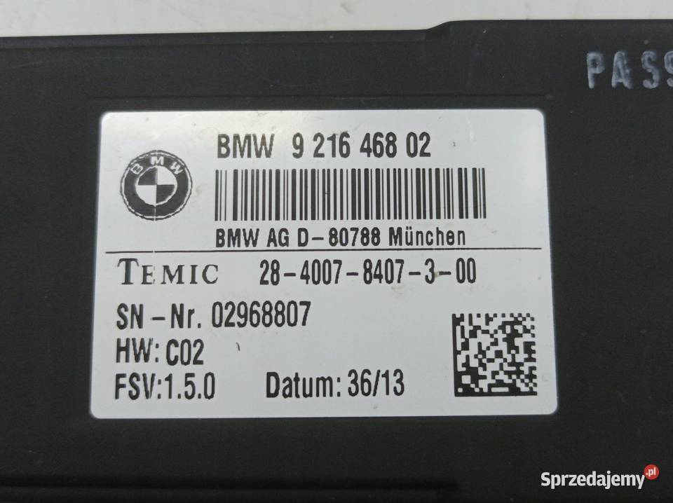 MODUŁ FOTELA KPL 2 9216468 Bmw Seria 1 II