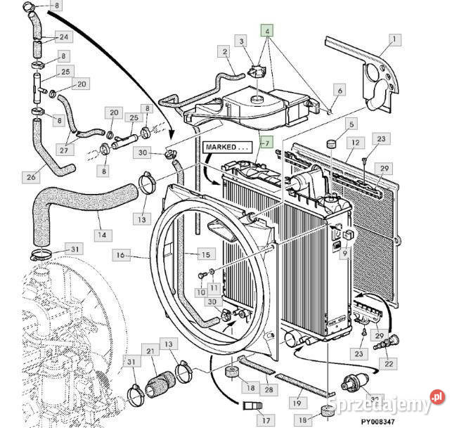 John Deere 6820 6920 6920S przewód wąź chłodnicy Jastrzębniki