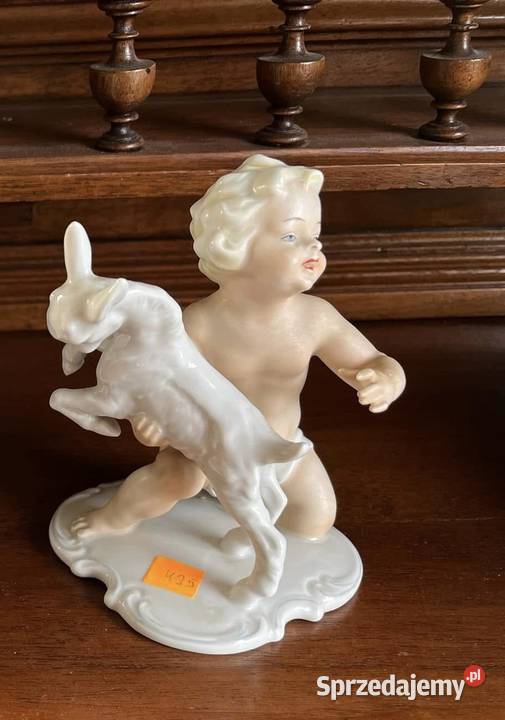 Figurka Putto z koziołkiem Heinz Schaubach 1940 pomorskie