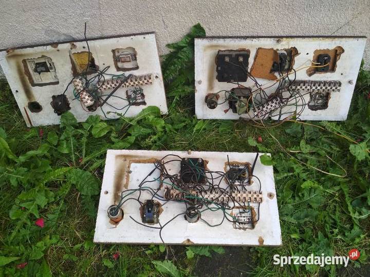 Zestaw 3 tablic sterujących PRL panel automatyka Kościan
