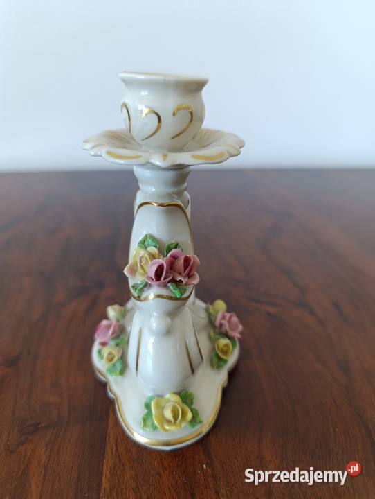 Porcelanowy świecznik Dresden z korona unikat Gdańsk