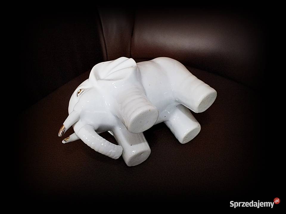 Porcelanowy Słoń Osłonka na doniczkę biały Żary