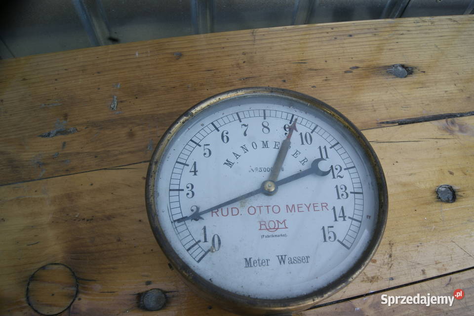 STARY DUŻY MANOMETER FABRIKMARKEJ ZEGAR DZIAŁA Rybnik