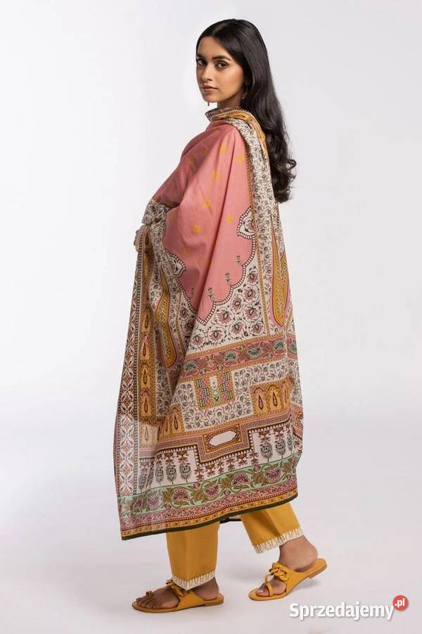 Duża chusta szal dupatta różowa bawełna kolorowy Szczecin sprzedam