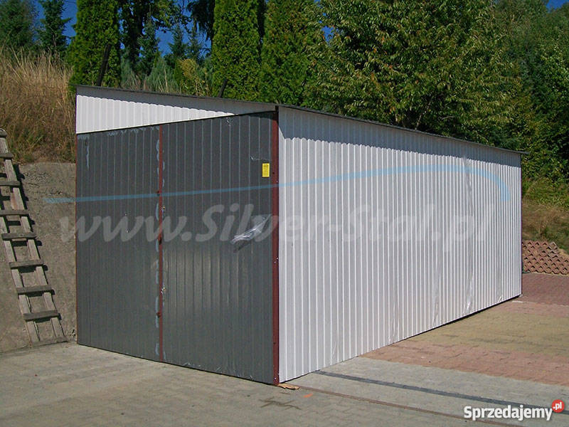 Garaż blaszak 4x10 dach jednospadowy brama