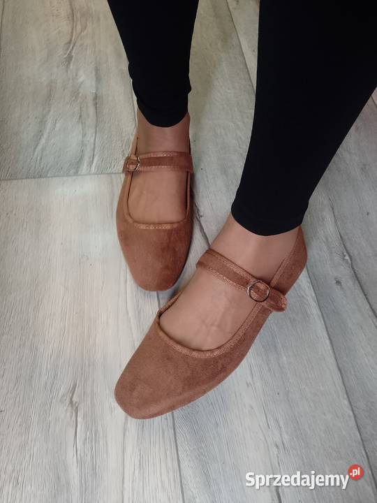 40 Brązowe baleriny wieczorowe z zapięciem NOWE