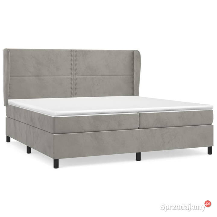 Łóżko kontynentalne z materacem jasnoszare 128cm